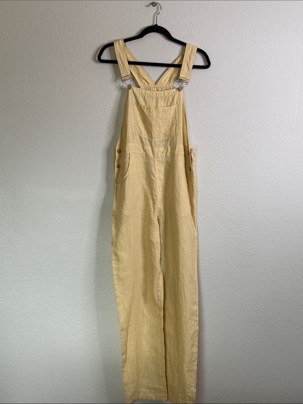 We Wore What basic overalls linen yellow small NWT